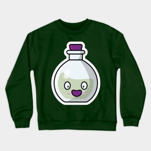 Potion Bottle with Cartoon Character Sticker vector illustration. Science object icon concept. Laughing cartoon with Potion sticker vector design. Crewneck Sweatshirt